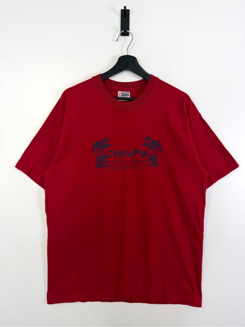 Vintage Chaps Ralph Lauren Palm Beach County T-Shirt Burgundy Red Y2K - Picture 1 of 8